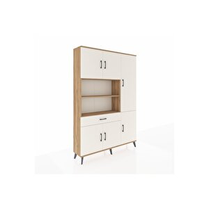 Arges Gardrop 10 Raflı Tek Çekmeceli 6 Kapaklı 132x30x195 Çam-aytaşı