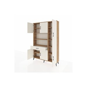 Arges Gardrop 10 Raflı Tek Çekmeceli 6 Kapaklı 132x30x195 Çam-aytaşı