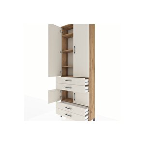 Arges Dolap 5 Raflı 4 Çekmeceli 4 Kapaklı 88x30x243 Çam-aytaşı