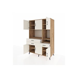 Kronos Dolap 9 Raflı 3 Çekmeceli 6 Kapaklı 132x59x195 Çam-aytaşı/aytaşı