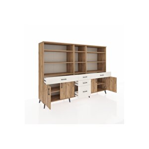 Hyperion Dolap 11 Raflı 5 Çekmeceli 4 Kapaklı 220x44x163 Çam-çam/aytaşı
