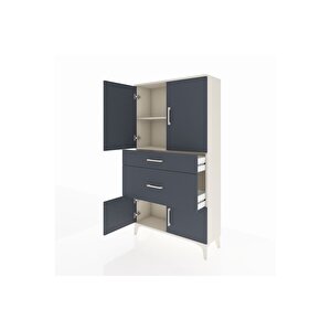 Arges Dolap 2 Raflı 2 Çekmeceli 4 Kapaklı 88x30x163 Aytaşı-antrasit