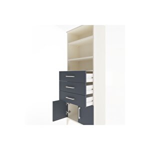 Arges Dolap 3 Raflı 3 Çekmeceli 2 Kapaklı 60x30x163 Aytaşı-antrasit