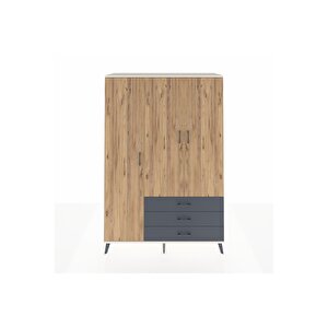 Hyperion Dolap 6 Raflı 3 Çekmeceli Tek Askılı 132x44x195 Aytaşı-çam/antrasit