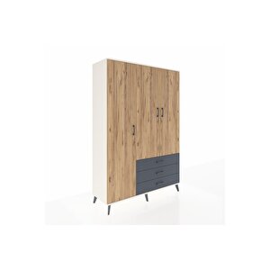 Hyperion Dolap 6 Raflı 3 Çekmeceli Tek Askılı 132x44x195 Aytaşı-çam/antrasit