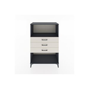 Hyperion Dolap Tek Raflı 3 Çekmeceli 88x44x134 Antrasit-aytaşı