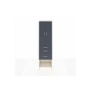 Arges Dolap 3 Raflı 3 Çekmeceli 2 Kapaklı 60x30x221 Aytaşı-antrasit
