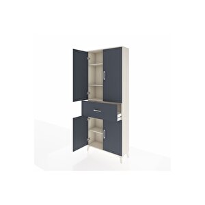 Arges Dolap 4 Raflı Tek Çekmeceli 4 Kapaklı 88x30x221 Aytaşı-antrasit