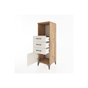 Hyperion Dolap Tek Raflı 3 Çekmeceli Tek Kapaklı 44x44x134 Çam-aytaşı