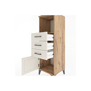 Hyperion Dolap Tek Raflı 3 Çekmeceli Tek Kapaklı 44x44x134 Çam-aytaşı