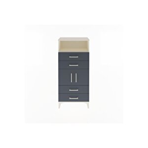 Arges Dolap 2 Raflı 4 Çekmeceli 2 Kapaklı 60x30x134 Aytaşı-antrasit