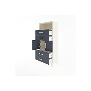 Arges Dolap 2 Raflı 4 Çekmeceli 2 Kapaklı 60x30x134 Aytaşı-antrasit