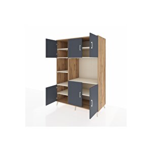 Kronos Dolap 9 Raflı 6 Kapaklı 132x59x195 Çam-antrasit/aytaşı