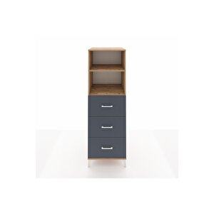 Kronos Dolap 2 Raflı 3 Çekmeceli 60x59x182 Çam-antrasit