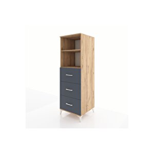 Kronos Dolap 2 Raflı 3 Çekmeceli 60x59x182 Çam-antrasit