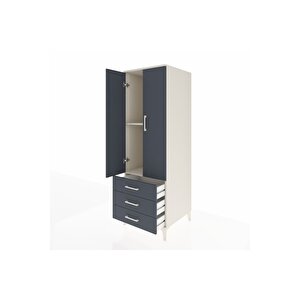 Kronos Dolap 2 Raflı 3 Çekmeceli 2 Kapaklı 60x59x182 Aytaşı-antrasit