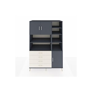 Kronos Dolap 9 Raflı 4 Çekmeceli 3 Kapaklı 132x59x195 Antrasit-antrasit/aytaşı