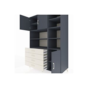 Kronos Dolap 9 Raflı 4 Çekmeceli 3 Kapaklı 132x59x195 Antrasit-antrasit/aytaşı
