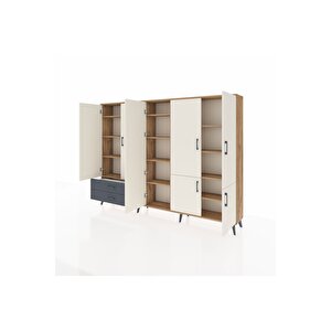 Arges Dolap 12 Raflı 2 Çekmeceli 7 Kapaklı 220x30x163 Çam-aytaşı/antrasit