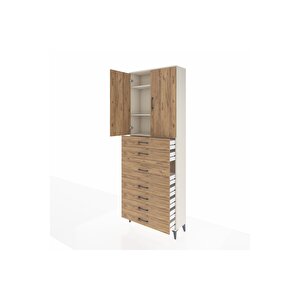 Arges Dolap 3 Raflı 7 Çekmeceli 2 Kapaklı 88x30x243 Aytaşı-çam