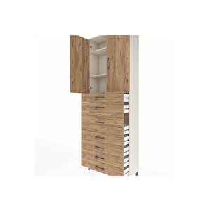 Arges Dolap 3 Raflı 7 Çekmeceli 2 Kapaklı 88x30x243 Aytaşı-çam