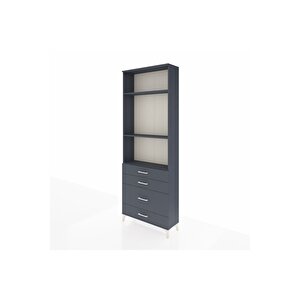 Arges Dolap 3 Raflı 4 Çekmeceli 88x30x243 Antrasit-antrasit