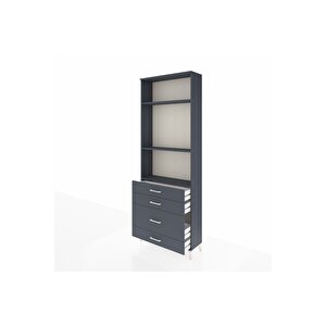 Arges Dolap 3 Raflı 4 Çekmeceli 88x30x243 Antrasit-antrasit