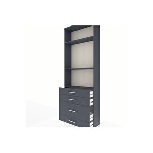 Arges Dolap 3 Raflı 4 Çekmeceli 88x30x243 Antrasit-antrasit
