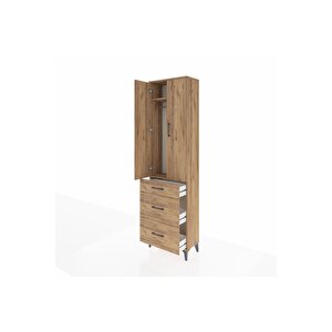 Arges Dolap 2 Raflı 3 Çekmeceli Tek Askılı 60x30x221 Çam-çam