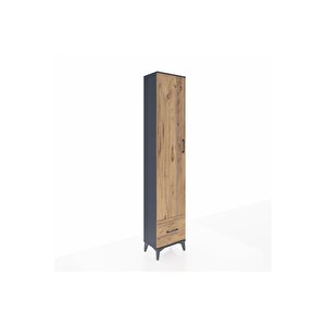 Arges Dolap 3 Raflı Tek Çekmeceli Tek Askılı 44x30x221 Antrasit-çam