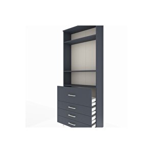 Arges Dolap 3 Raflı 4 Çekmeceli 88x30x221 Antrasit-antrasit