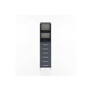 Hyperion Dolap 2 Raflı 6 Çekmeceli 44x44x182 Antrasit-antrasit