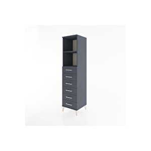 Hyperion Dolap 2 Raflı 6 Çekmeceli 44x44x182 Antrasit-antrasit