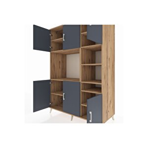 Kronos Dolap 10 Raflı 6 Kapaklı 132x59x195 Çam-antrasit/çam