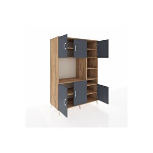 Kronos Dolap 10 Raflı 6 Kapaklı 132x59x195 Çam-antrasit/çam