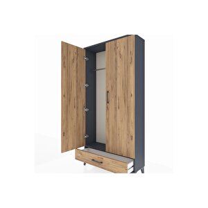 Arges Dolap Tek Raflı Tek Çekmeceli Tek Askılı 88x30x182 Antrasit-çam