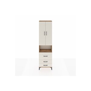 Arges Dolap 4 Raflı 3 Çekmeceli 2 Kapaklı 60x30x221 Çam-aytaşı