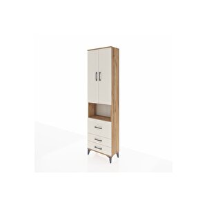 Arges Dolap 4 Raflı 3 Çekmeceli 2 Kapaklı 60x30x221 Çam-aytaşı