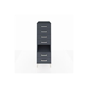 Kronos Dolap Tek Raflı 6 Çekmeceli 44x59x134 Antrasit-antrasit