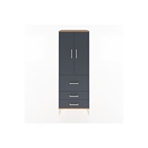 Hyperion Dolap 3 Raflı 3 Çekmeceli 2 Kapaklı 60x44x163 Çam-antrasit