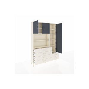 Arges Dolap 9 Raflı 6 Çekmeceli 3 Kapaklı 132x30x195 Aytaşı-antrasit/aytaşı
