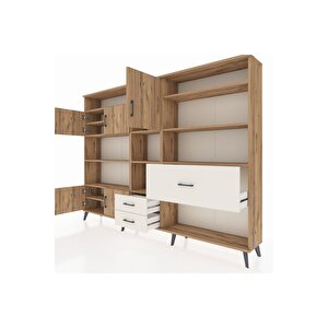 Arges Dolap 13 Raflı 3 Çekmeceli 5 Kapaklı 220x30x163 Çam-çam/aytaşı