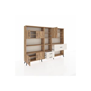 Arges Dolap 13 Raflı 3 Çekmeceli 5 Kapaklı 220x30x163 Çam-çam/aytaşı