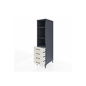 Kronos Dolap 3 Raflı 4 Çekmeceli 44x59x182 Antrasit-aytaşı