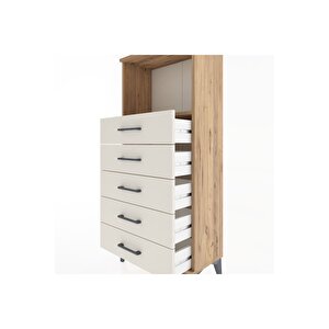 Hyperion Dolap Tek Raflı 5 Çekmeceli 60x44x134 Çam-aytaşı
