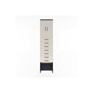 Hyperion Dolap 2 Raflı 7 Çekmeceli 2 Kapaklı 60x44x243 Antrasit-aytaşı