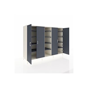 Kronos Dolap 12 Raflı 4 Kapaklı 220x59x163 Aytaşı-antrasit