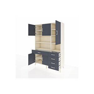 Hyperion Gardrop 9 Raflı 5 Çekmeceli 5 Kapaklı 132x44x195 Aytaşı-antrasit