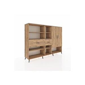 Hyperion Dolap 10 Raflı 2 Çekmeceli 2 Kapaklı 220x44x163 Çam-çam