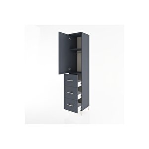 Hyperion Dolap 2 Raflı 3 Çekmeceli Tek Askılı 44x44x221 Antrasit-antrasit